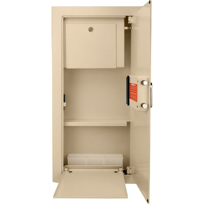 Beige Biometric Wall Safe with Fingerprint Access - Durable Steel