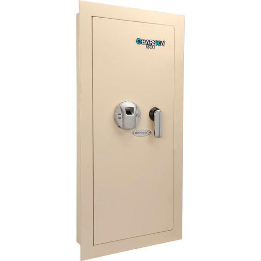 Beige Biometric Wall Safe with Fingerprint Access - Durable Steel