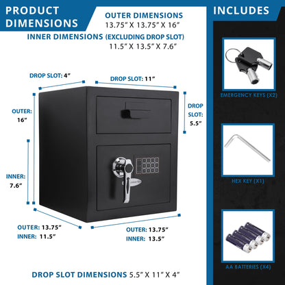 Durable Keypad Depository Safe with Dual PIN Access - Black