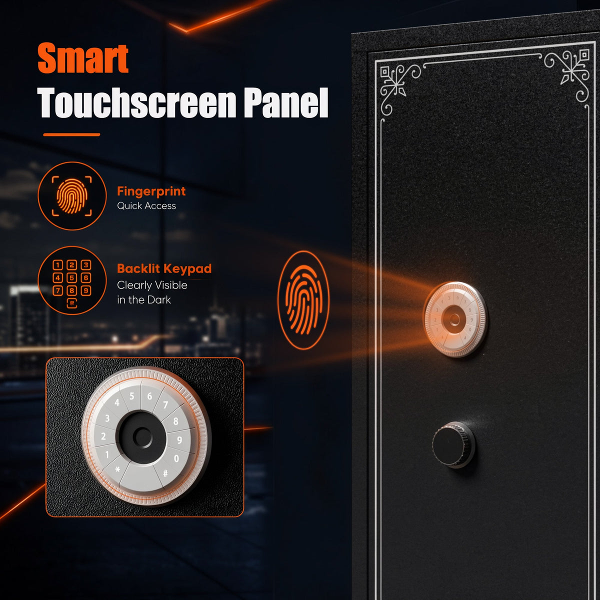 Biometric Long Gun Security Cabinet – Fingerprint &amp; Keypad Access | Black