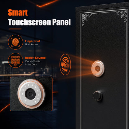 Biometric Long Gun Security Cabinet – Fingerprint &amp; Keypad Access | Black