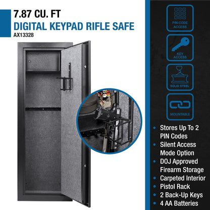 7.87 Cubic Ft Keypad Rifle Safe with Electronic Lock - Black