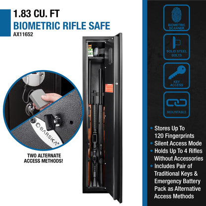 Biometric Rifle Safe with Fingerprint Access – Black
