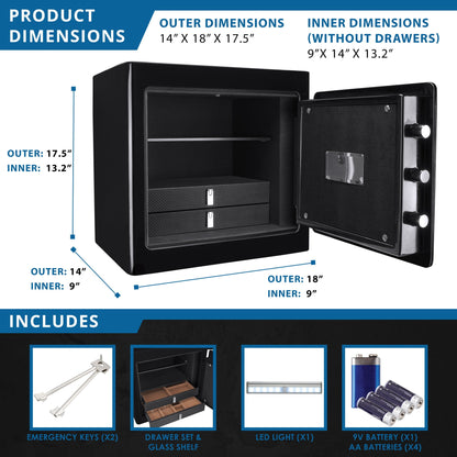 BARSKA 1.01 Cu. Ft. Keypad Fire-Resistant Jewelry Safe – White or Black