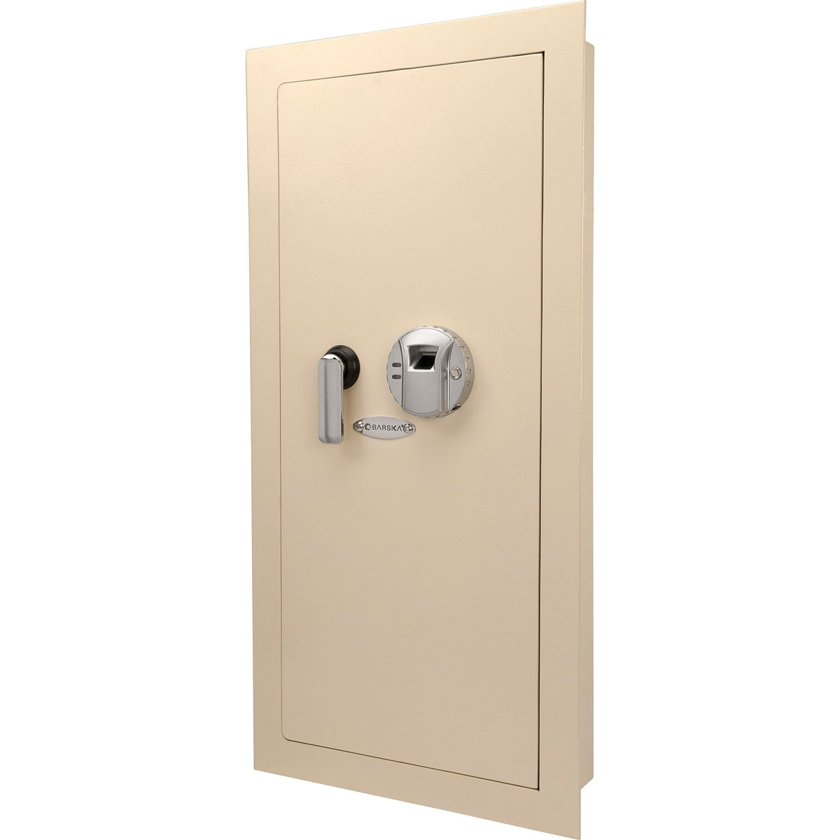 Beige Biometric Wall Safe with Fingerprint Access - Durable Steel