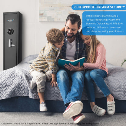 Biometric Keypad Rifle Safe with Electronic Lock - Black