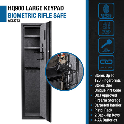 Biometric Keypad Rifle Safe with Electronic Lock - Black