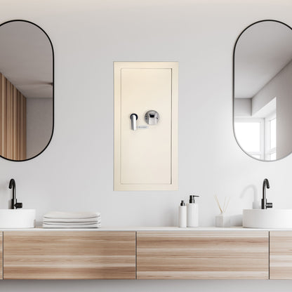 Beige Biometric Wall Safe with Fingerprint Access - Durable Steel
