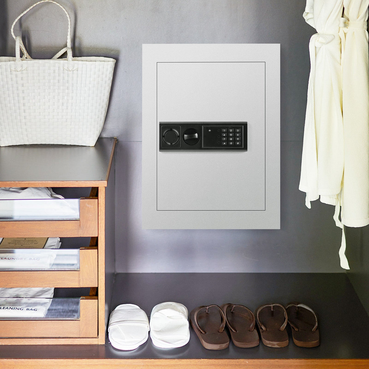 Digital Recessed Wall Safe with Electronic Keypad – Black or White