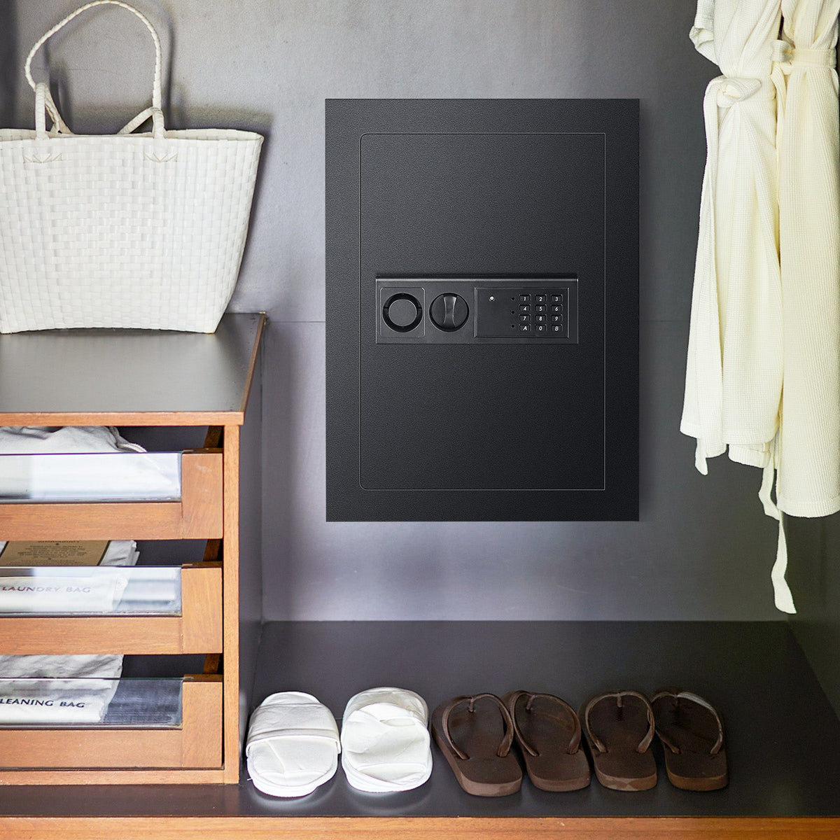 Digital Recessed Wall Safe with Electronic Keypad – Black or White