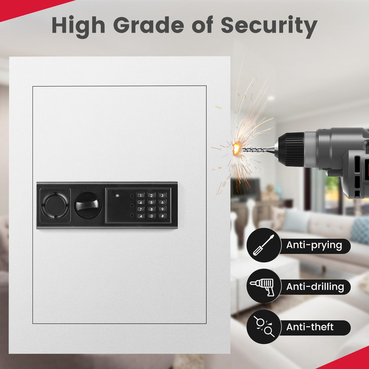 Digital Recessed Wall Safe with Electronic Keypad – Black or White