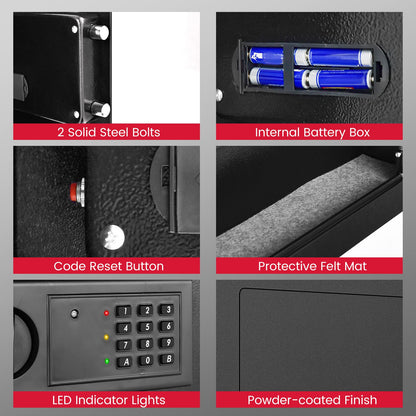 Digital Recessed Wall Safe with Electronic Keypad – Black or White
