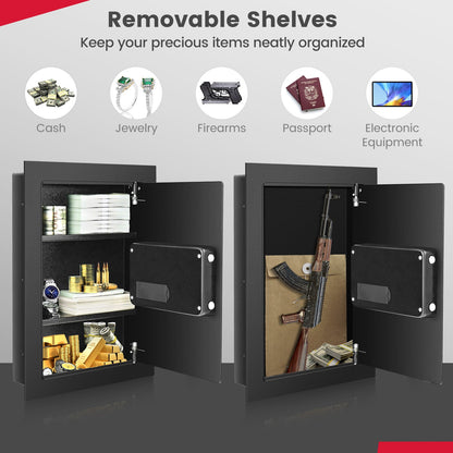 Digital Recessed Wall Safe with Electronic Keypad – Black or White