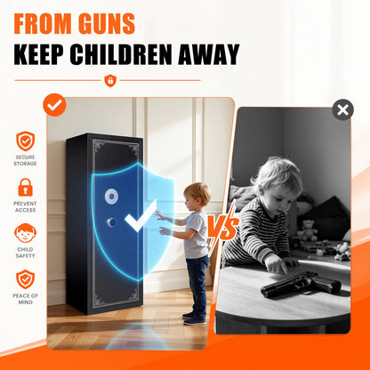 Biometric Long Gun Security Cabinet – Fingerprint &amp; Keypad Access | Black