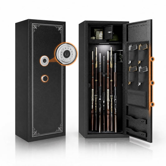 Biometric Long Gun Security Cabinet – Fingerprint &amp; Keypad Access | Black