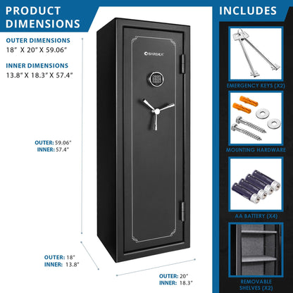 Tall Fireproof Protection Safe Vault with Solid Steel Construction - Black