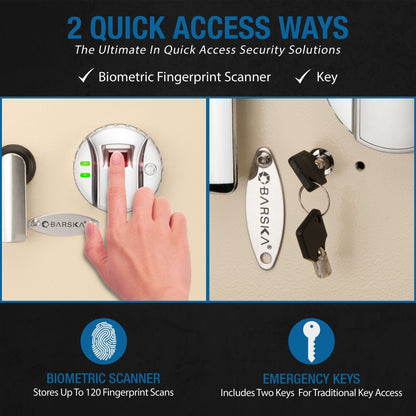 Beige Biometric Wall Safe with Fingerprint Access - Durable Steel
