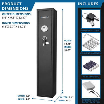 Biometric Rifle Safe with Fingerprint Access – Black