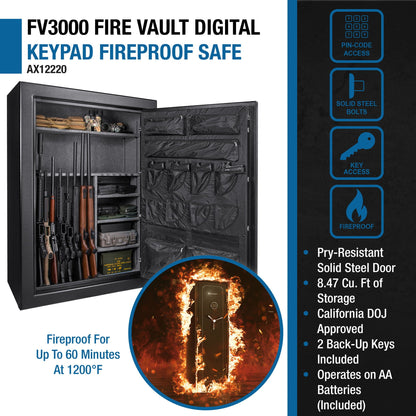 Tall Fireproof Protection Safe Vault with Solid Steel Construction - Black