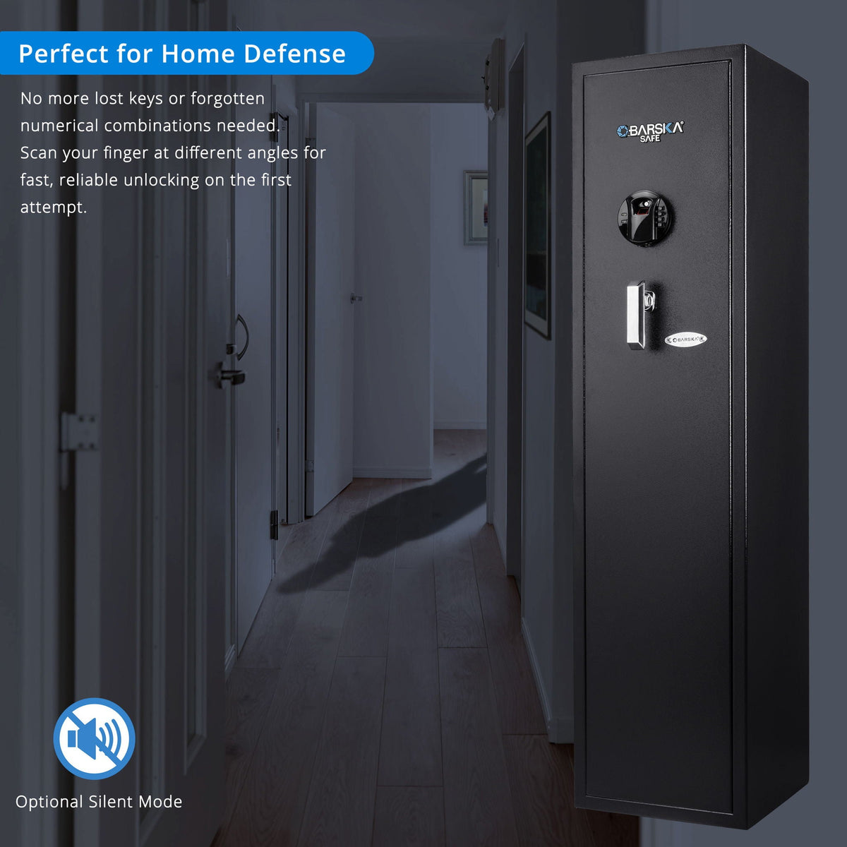Biometric Keypad Rifle Safe with Electronic Lock - Black
