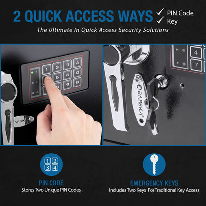 Durable Keypad Depository Safe with Dual PIN Access - Black
