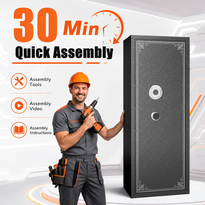 Biometric Long Gun Security Cabinet – Fingerprint &amp; Keypad Access | Black